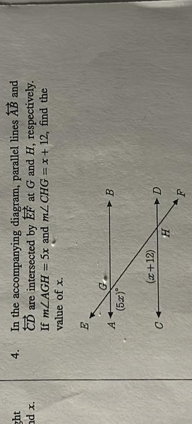 Solved In The Accompanying Diagram Parallel Lines A B And If M A