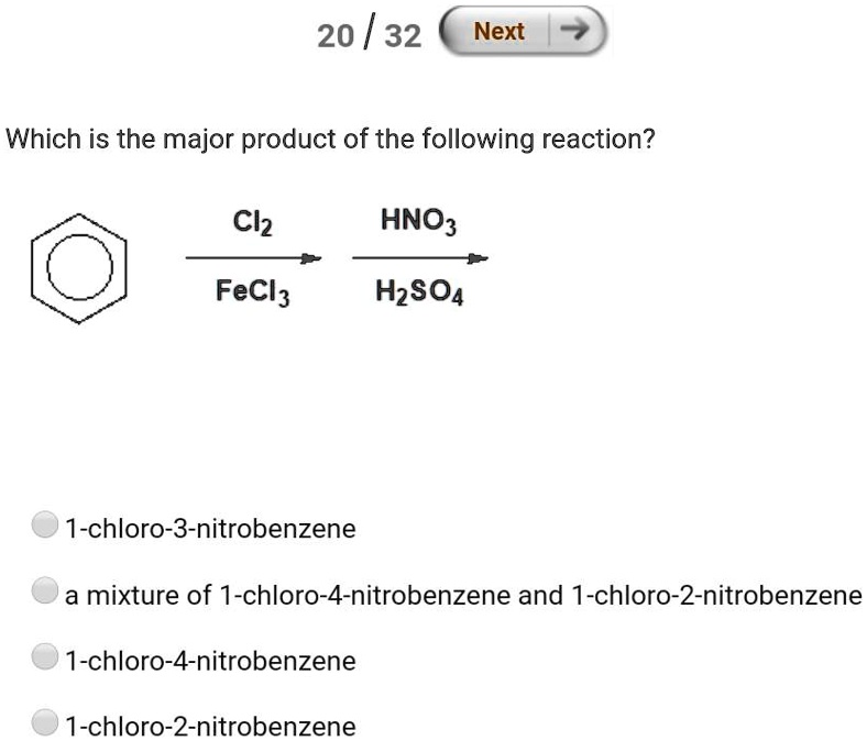 Solved Which Is The Major Product Of The Following Reaction Cl