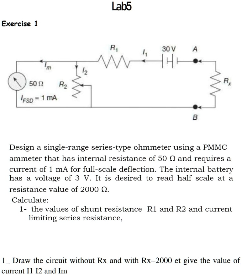 Exercise 1 Design A Single Range Series Type Ohmmeter Using A PMMC