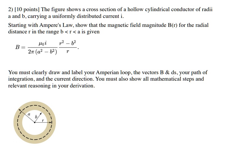 Points The Figure Shows Cross Section Of A Hollow Cylindrical