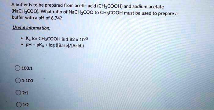 SOLVED A Buffer Is To Be Prepared From Acetic Acid CH3COOH And