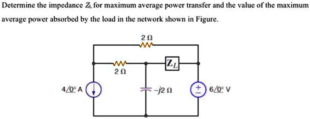 Solved Determine The Impedance Zl For The Maximum Average Power