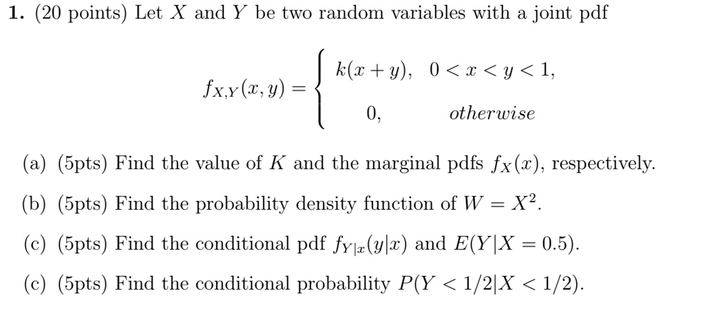 Solved Points Let X And Y Be Two Random Variables With A Joint