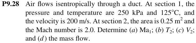 Solved P Air Flows Isentropically Through A Duct At Section