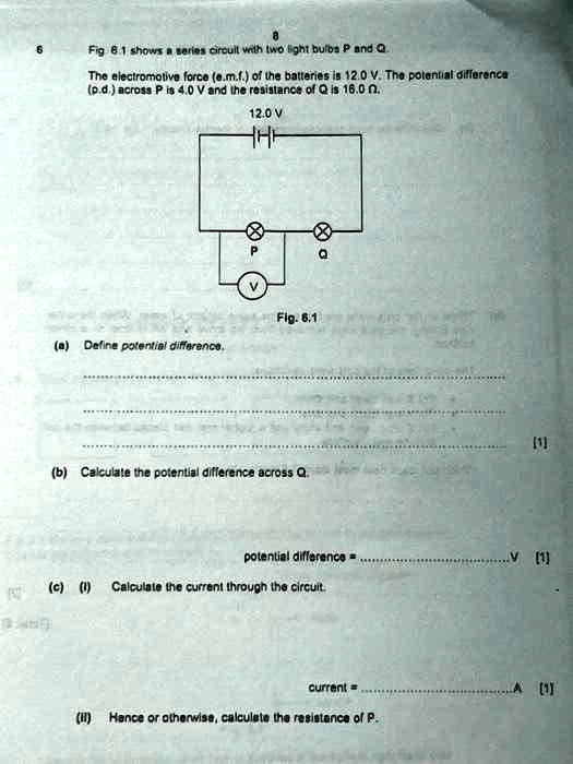 SOLVED Texts Fig 1 Shows A Series Circuit With Two Light Bulbs P And