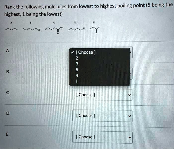 SOLVED Rank The Following Molecules From Lowest To Highest Boiling