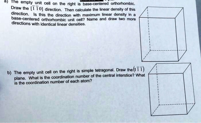 Solved The Empty Unil Cell The Right Is Base Centered Orthorhombic