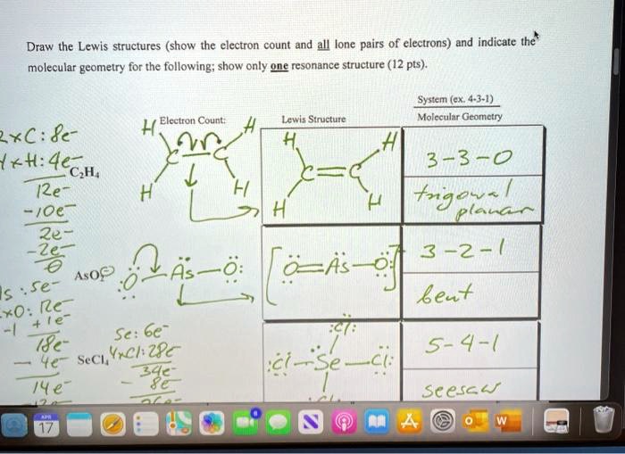 SOLVED Text Draw The Lewis Structures Show The Electron Count And