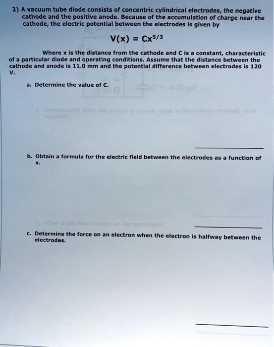 SOLVED 2 A Vacuum Tube Diode Consists Of Concentric Cylindrical
