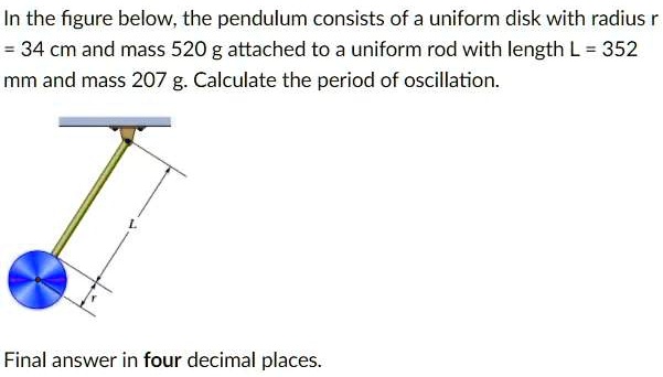 Solved In The Figure Below The Pendulum Consists Of A Uniform Disk