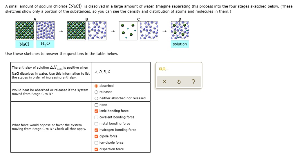 Solved A Small Amount Of Sodium Chloride Nacl Is Dissolved In A