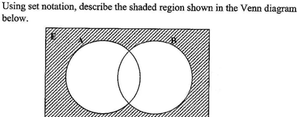 Solved Using Set Notation Describe The Shaded Region Shown In The