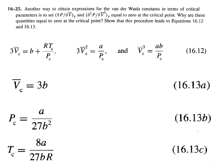 Solved Another Way To Obtain Expressions For The Van Der Waals