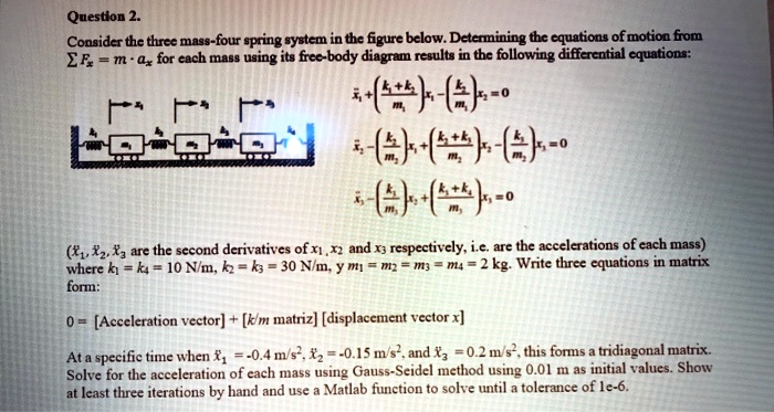 Solved Question Consider The Three Mass Four Spring System In The