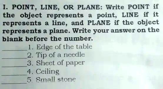 SOLVED I POINT LINE OR PLANE Write POINT If The Object Represents