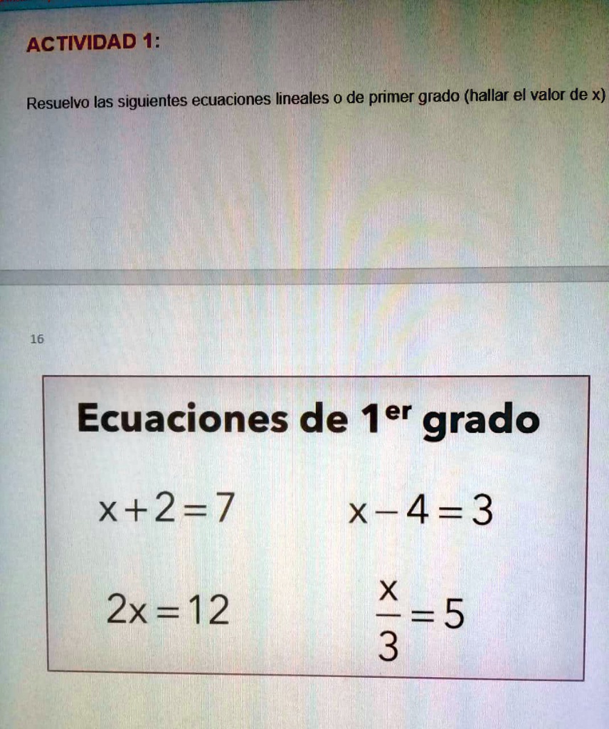 Solved Resuelvo Las Siguientes Ecuaciones Lineales O De Primer Grado