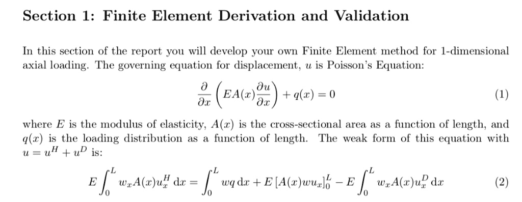 Solved Section Finite Element Derivation And Validation In This