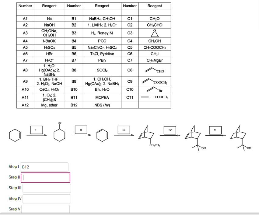 Solved Number Reagent Number Reagent Number Reagent Nabha Chsoh Liaih