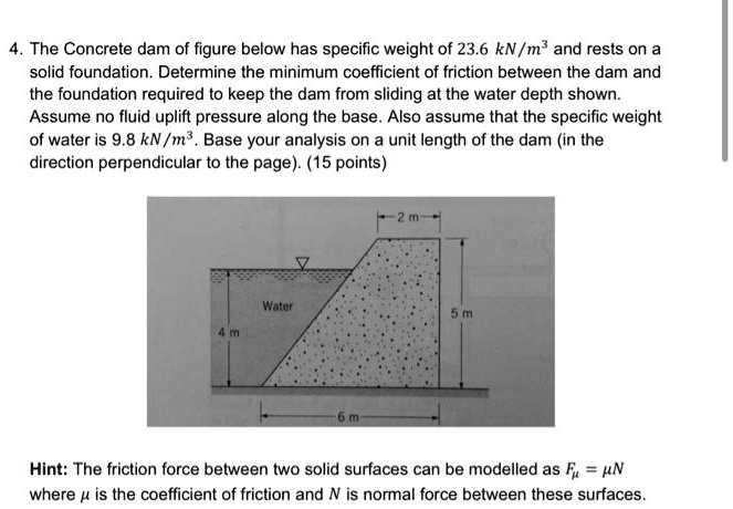 4the Concrete Dam Of Figure Below Has Specific Weight Of 236 Knm And