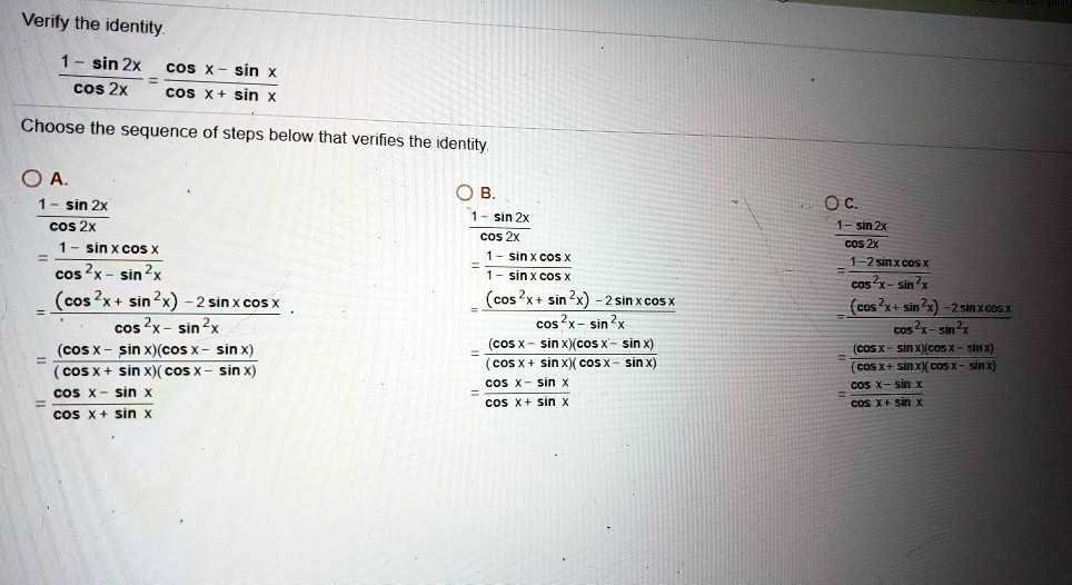 Verify The Identity Sin X Cos Sin Cos X Cos X Sin Solvedlib