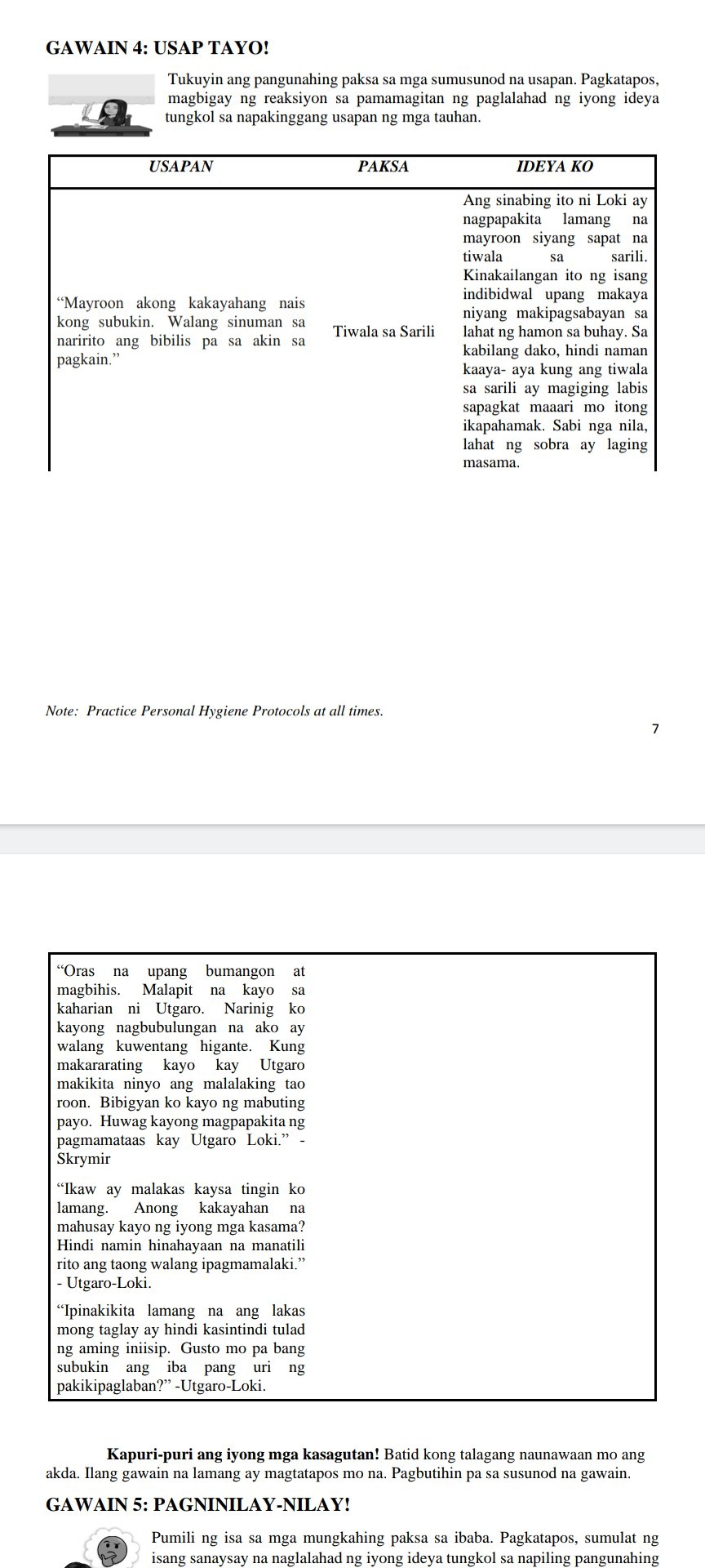 SOLVED GAWAIN 4 USAP TAYO Tukuyin Ang Pangunahing Paksa Sa Mga