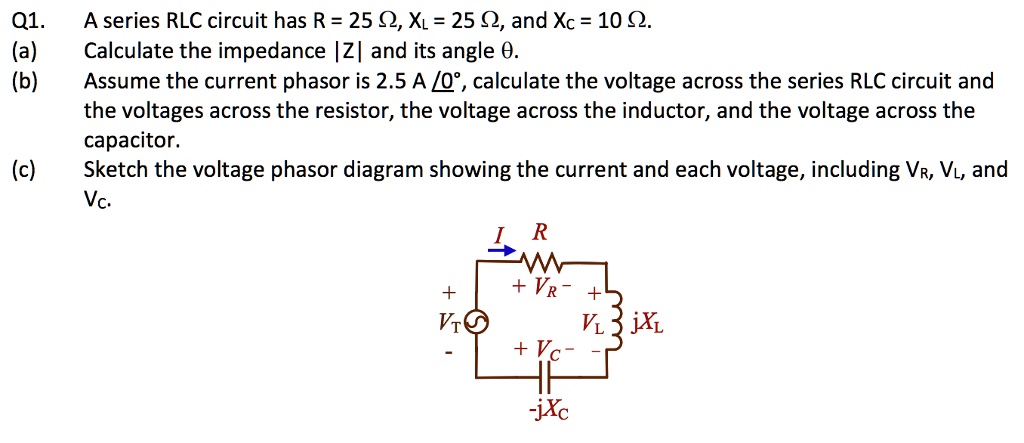 SOLVED A series RLC circuit has R 25 Î X 25 Î and Xc 10 Î