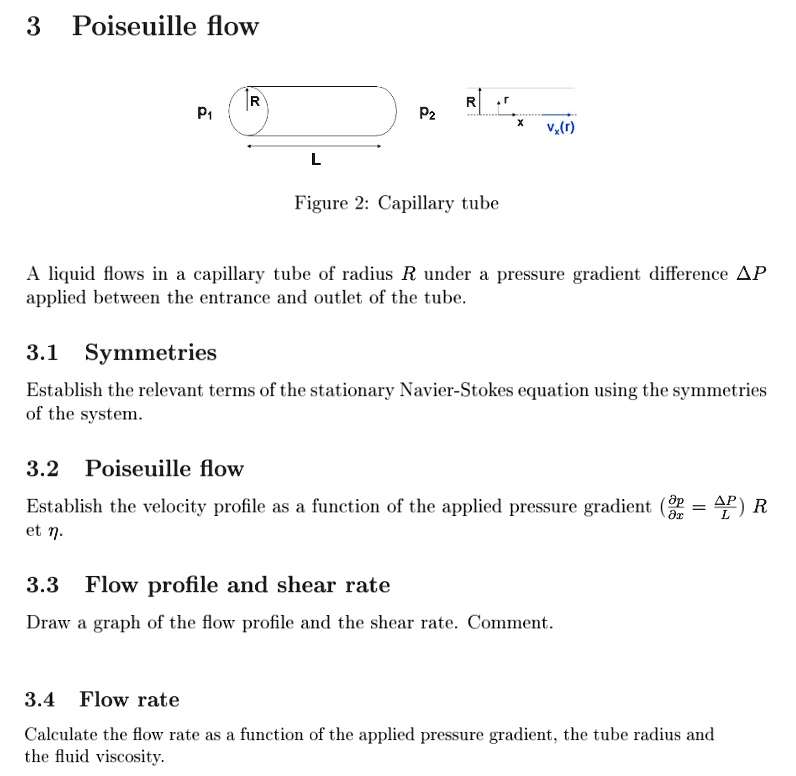 Solved Poiseuille Flow P V R Figure Capillary Tube A Liquid