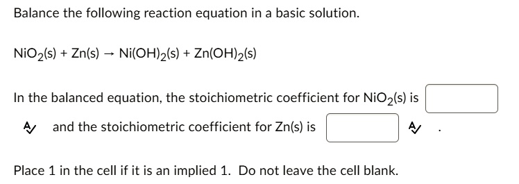 Solved Balance The Following Reaction Equation In A Basic Solution