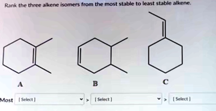 SOLVED Rank The Three Alkene Isomers From The Most Stable To Least