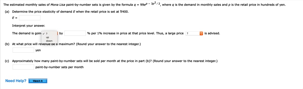 Solved The Estimated Monthly Sales Of Mona Lisa Paint By Number Sets