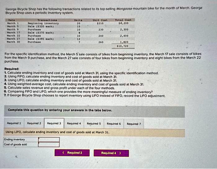 SOLVED Required 2 Using FIFO Calculate Ending Inventory And Cost Of