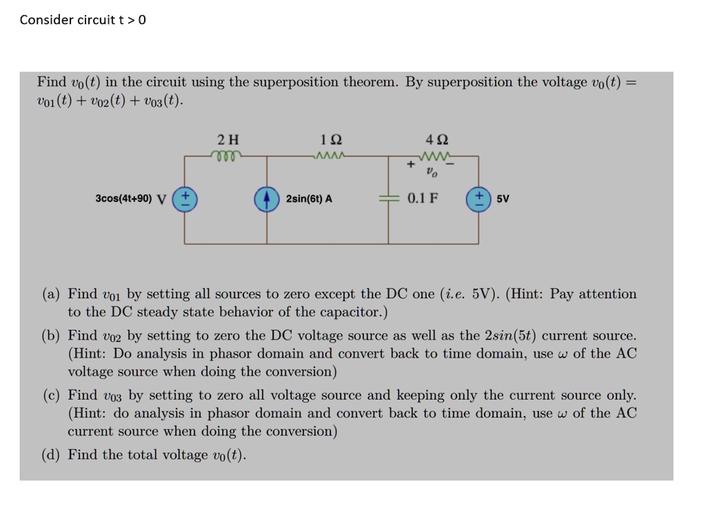 Solved Consider Circuit T Find Vo T In The Circuit Using The