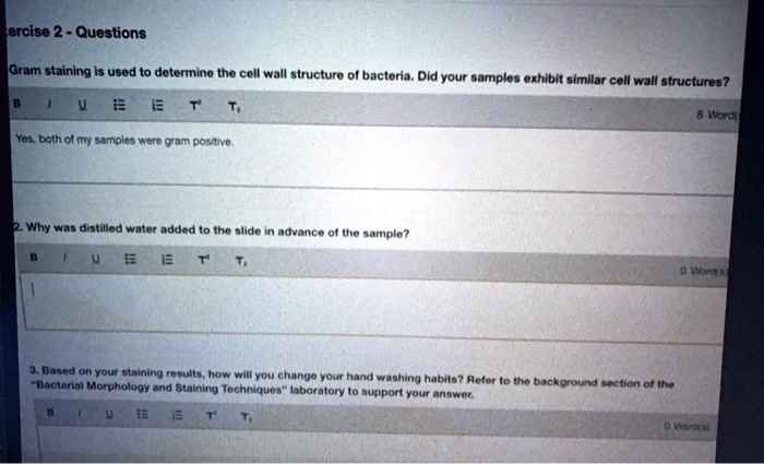 SOLVED Exercise 2 Questions Gram Staining Is Used To Determine The