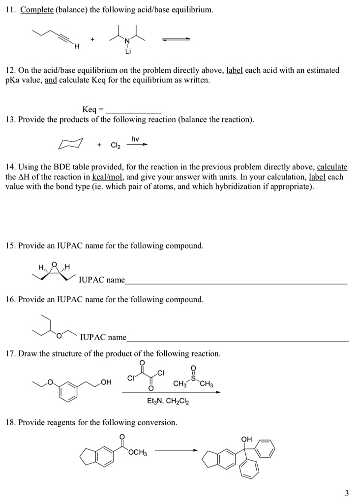 SOLVED Complete Balance The Following Acid Base Equilibrium 12 On