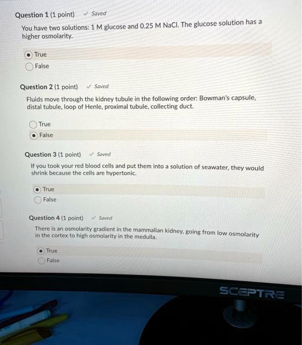 SOLVED Question 1 1 Point Saved You Have Two Solutions M Glucose