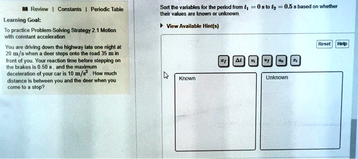 SOLVED Constants Periodic Table Sort The Variables For The Period From