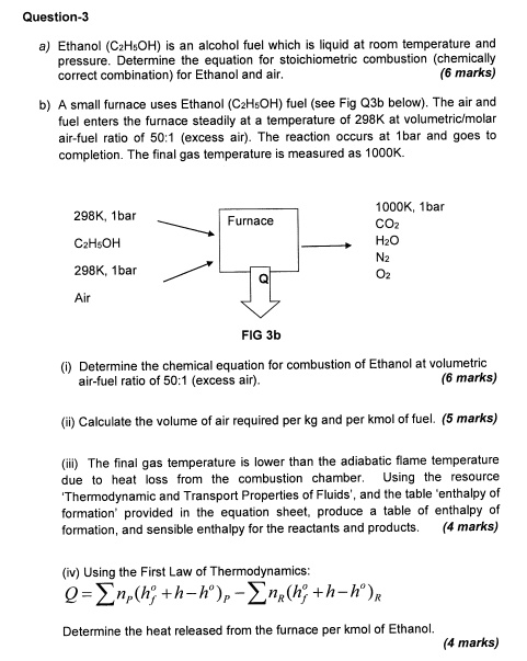 Solved A Ethanol C H Oh Is An Alcohol Fuel Which Is Liquid At Room