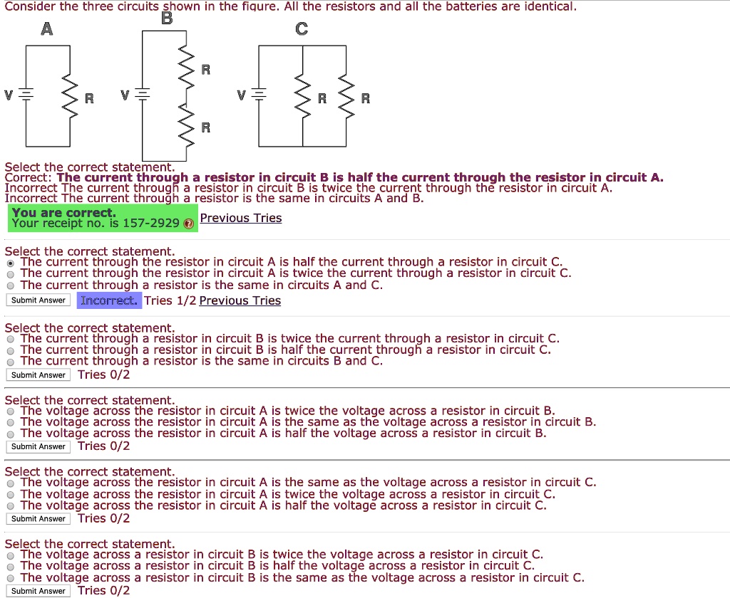 Solved Consider The Three Circuits Shown In The Fiqure All The