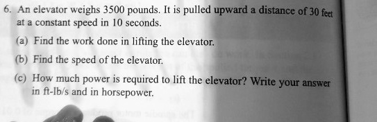 Solved An Elevator Weighs Pounds It Is Pulled Upward A Distance