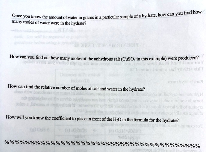 SOLVED How Can You Find How Once You Know The Amount Of Water In Grams