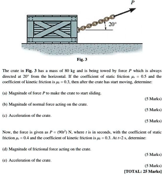 SOLVED Plz Do It Asap 209 Fig 3 The Crate In Fig 3 Has Mass Of 80