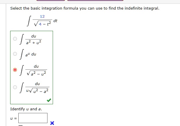 Solved Select The Basic Integration Formula You Can Use To Find The