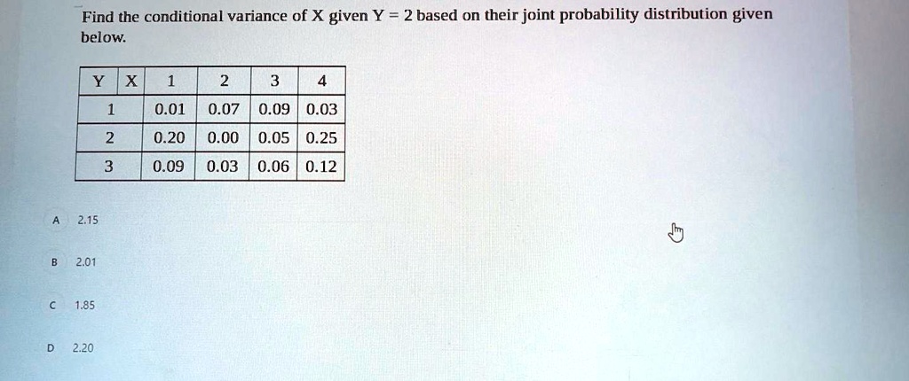 Find The Conditional Variance Of X Given Y 2 Based On Their Joint