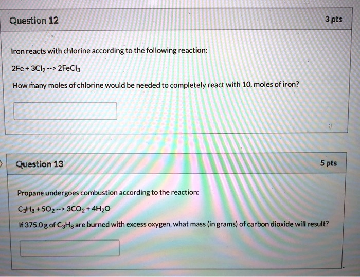 SOLVED Iron Reacts With Chlorine According To The Following Reaction