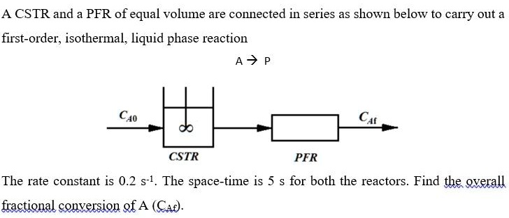 SOLVED A CSTR And A PFR Of Equal Volume Are Connected In Series As