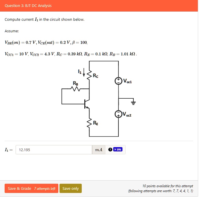 SOLVED Question 3 BJT DC Analysis Compute Current I In The Circuit