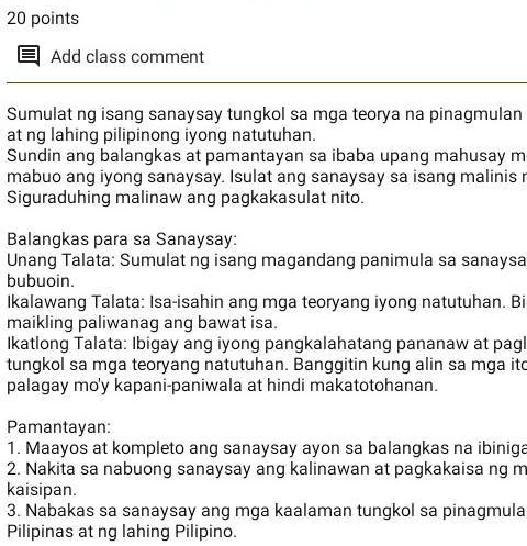 Solved Pwede Po Ba Pahingi Ng Isang Sanaysay Tungkol Sa A P Points