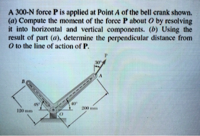 SOLVED A 300 N Force P Is Applied At Point A Of The Bell Crank Shown