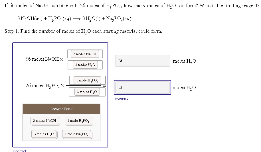 SOLVED IE 66 Moles Of NaOH Combine With 26 Moles Of H PO4 How Many