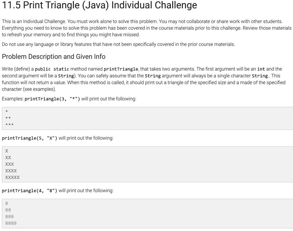 VIDEO Solution 11 5 Print Triangle Java Individual Challenge This Is